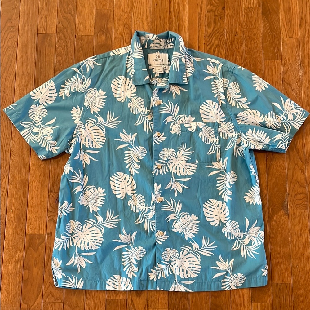 28 Palms Blue & White Relaxed Button Down Shirt size Large